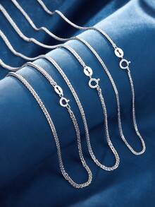 1條925純銀蕭邦鍊項鍊,女士日常佩戴和禮物的基礎鍊 - 銀色 - 查看 5