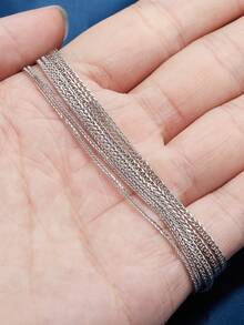 1條925純銀蕭邦鍊項鍊,女士日常佩戴和禮物的基礎鍊 - 銀色 - 查看 2