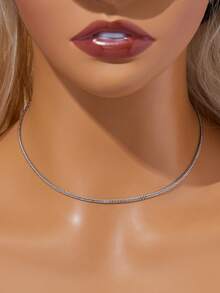 1條925純銀蕭邦鍊項鍊,女士日常佩戴和禮物的基礎鍊 - 銀色 - 查看 3