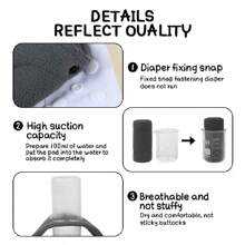 5入組4層竹炭可重複使用尿布,柔軟透氣吸水防漏墊,具有除臭功能 - 灰色 - 查看 4