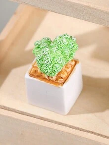 1入假仙人掌盆栽擺設,小型生態苔蘚裝飾擺設,適用於家庭和辦公室 - 綠色 - 查看 1