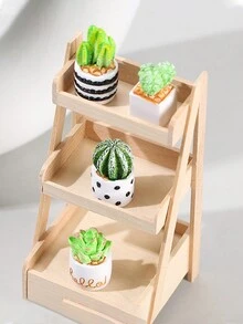 1入假仙人掌盆栽擺設,小型生態苔蘚裝飾擺設,適用於家庭和辦公室 - 綠色 - 查看 3