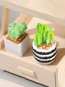 1入假仙人掌盆栽擺設,小型生態苔蘚裝飾擺設,適用於家庭和辦公室 - 綠色 - 查看 4