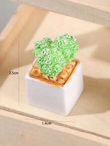 1入假仙人掌盆栽擺設,小型生態苔蘚裝飾擺設,適用於家庭和辦公室 - 綠色 - 查看 2