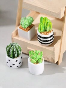 1入假仙人掌盆栽擺設,小型生態苔蘚裝飾擺設,適用於家庭和辦公室 - 綠色 - 查看 5