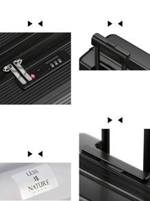 1pc 20-Inch PC Carry-On Luggage With Expandable Wheel System, Durable And Solid Thickened Password Travel Suitcase, Lightweight Bag For School School Accessories School Stuff - Black - View 9