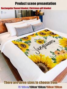 1 件向日葵印花法蘭絨毛毯,適合禮品和休閒,柔軟溫暖的午睡毯,適合寵物、旅行和客廳沙發,適合所有季節 - 白色 - 查看 5