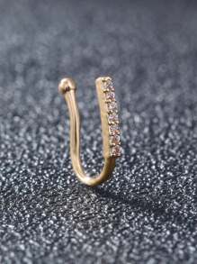 Nooxian 1入組u型鋯石鼻環,鑲有鋯石的鍍金仿裝鼻環穿刺飾品 - 金黃色 - 查看 3