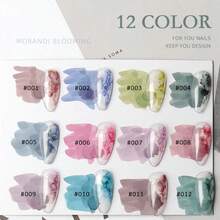 Gloz 12 色綻放凝膠指甲油,藍色凝膠拋光劑,具有塗抹效果水墨畫水彩浸泡指甲凝膠 Diy 美甲藝術設計女士聖誕禮物 - 寶藍色 - 查看 4