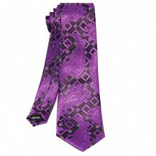 4PCS Men Tie Pocket Square Cufflinks And Clip Set Golden Paisley Tie Set - Gold - View 7