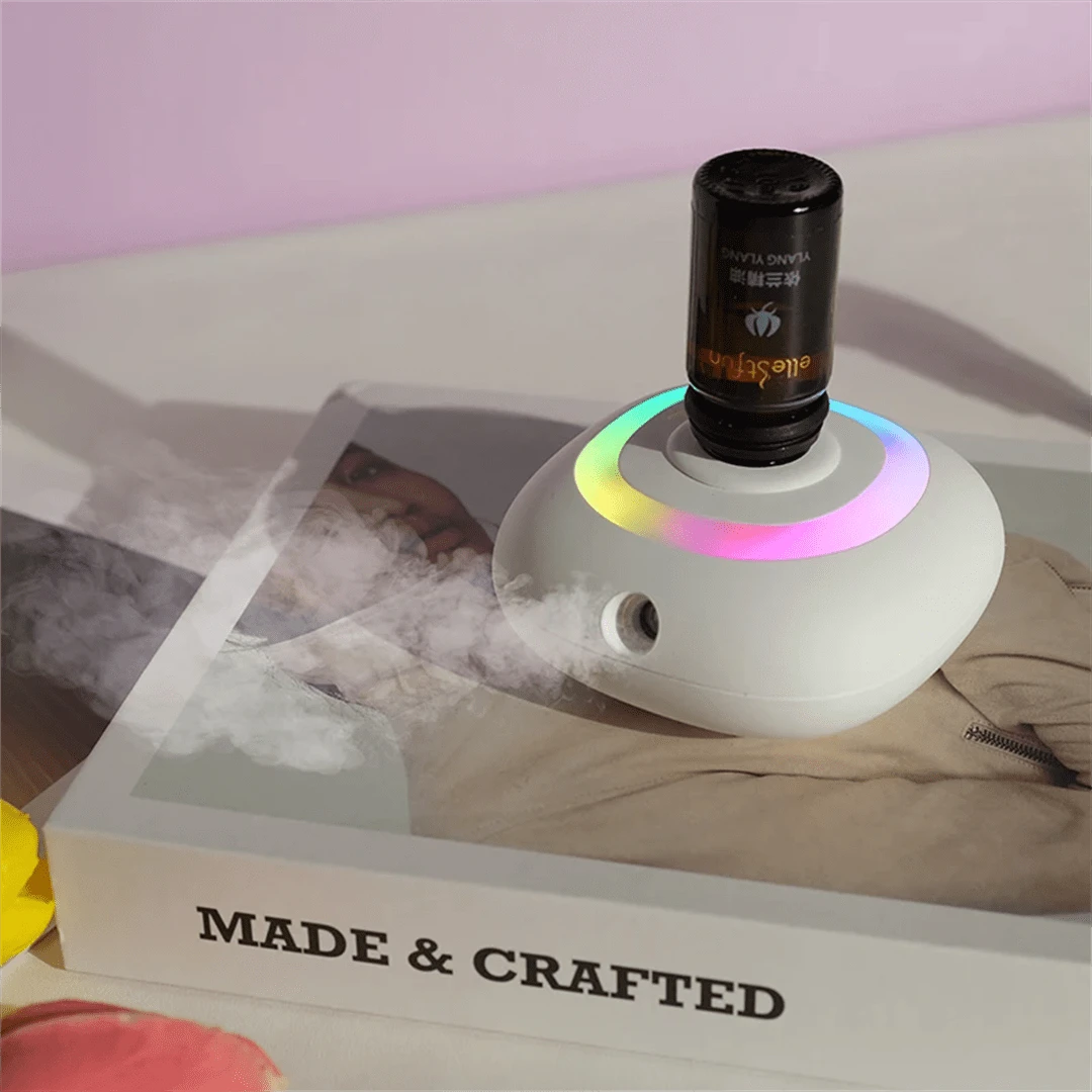 Humidifier For Car Home Bedroom, Mute Mini Waterless Air Purification, Student Dormitory Aromatherapy Usb Pure Oil Humidifier - White Machine+Rechargeable Battery - View 1