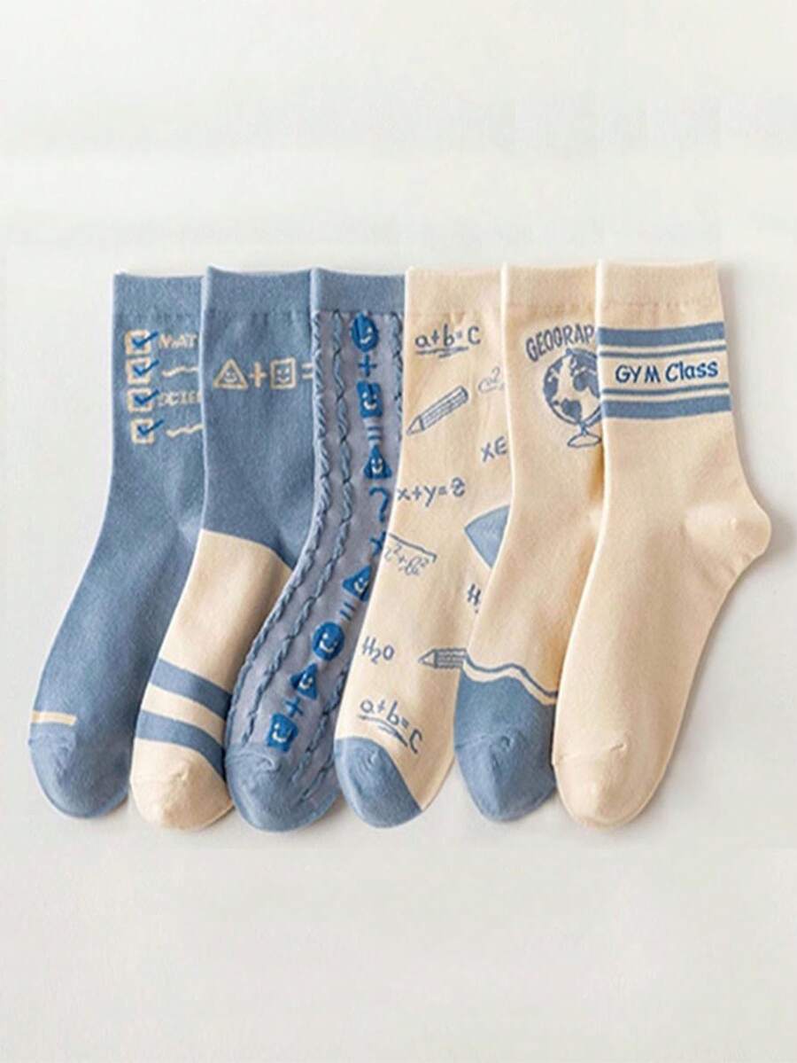 6 cặp/bộ Của phụ nữ Đúng mốt Vớ giữa bắp chân , Phải có Đối với Trường học - Nhiều màu - Xem 1