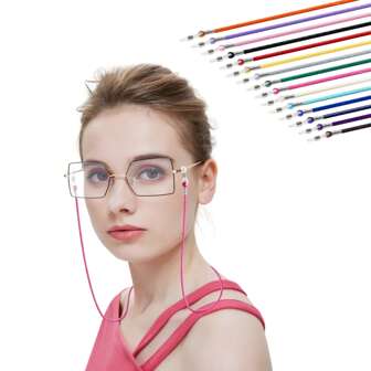 Boho 1pc Solid Wax Glasses Strap, Sunglasses Reading Glasses Rope String Holder Cord, Anti Slip Eyewear Retainer Lanyard Glasses Accessories For Women