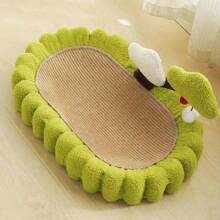 Cat Scratching Board With A Cat House, Money Tree, Sisal Scratch Pad, Oval-Shaped, Suitable For Cats And Dogs Under 15 Pounds - Green - View 3