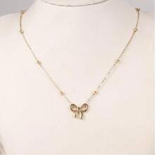 1 件，女孩蝴蝶结项链，女孩蝴蝶结项链金丝带项链，时尚珠宝礼物 - 1pcs,金色蝴蝶結項鍊 - 查看 6