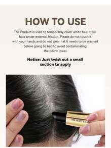 2支x 8g黑色一次性染髮筆,半永久性染髮筆,專業遮蓋白髮的染髮筆 - 黑色 - 查看 7