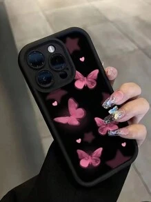Funda Para Teléfono Anticaída Con Patrón De Mariposa Elegante Pintada Con Aerosol De Bambú De Alta Densidad Compatible Con Iphone 14 Pro - Multicolor - Ver 1