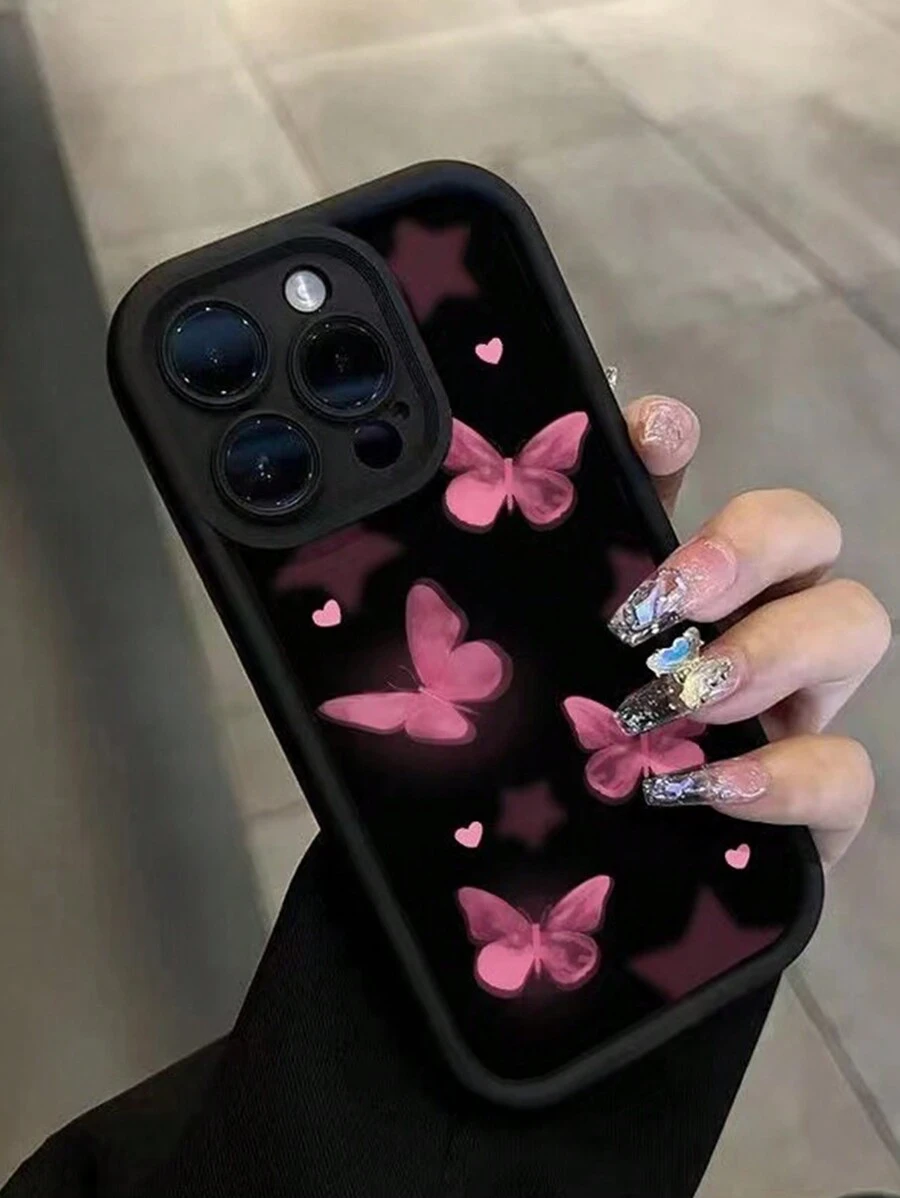 Funda Para Teléfono Anticaída Con Patrón De Mariposa Elegante Pintada Con Aerosol De Bambú De Alta Densidad Compatible Con Iphone 14 Pro - Multicolor - Ver 1