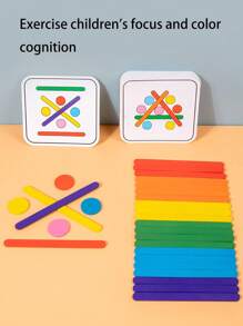 Wooden Rainbow Sticks Puzzle Montessori Toys Color Cognition Logical Thinking Matching Games Children Early Educational Toys