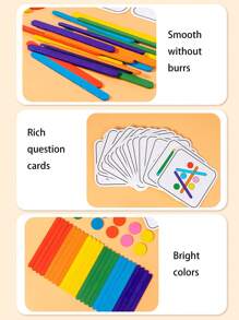 Wooden Rainbow Sticks Puzzle Montessori Toys Color Cognition Logical Thinking Matching Games Children Early Educational Toys