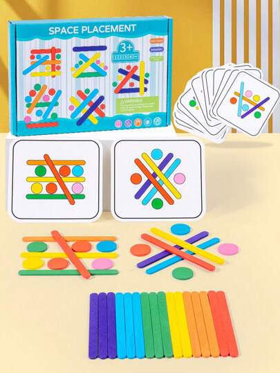 Wooden Rainbow Sticks Puzzle Montessori Toys Color Cognition Logical Thinking Matching Games Children Early Educational Toys
