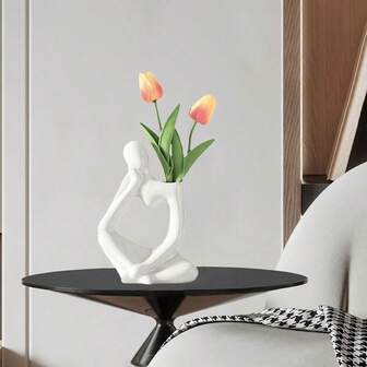 1pc Nordic Creative Thinker Shaped Resin Craft Flower Vase Decoration For Living Room, Entrance And Home Decor