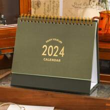 2024年桌上型立式翻頁式桌面月曆,從現在至2024年12月 - 金屬環雙線圈裝訂的小型桌面月曆,適用於家庭辦公室學校 - 綠色 - 查看 1