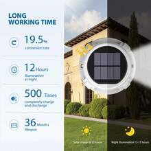 1入組太陽能甲板燈,車道系統led燈,太陽能驅動的戶外防水道路標記,適用於台階人行道花園地面步道院子（白色） - 白色 - 查看 4