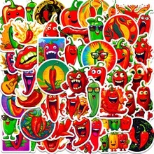 50入組蔬菜貼紙,適用於水瓶,防水辣椒貼紙適用於青少年和成年人,可愛貼紙套裝適用於剪貼簿,日記本,筆記型電腦和手提箱 - 彩色 - 查看 1