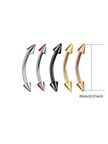 5 件裝手術不鏽鋼時尚眉毛唇部穿孔香蕉形唇環弧形釘螺柱螺旋軟骨身體首飾 - 5 Pcs Eyebrow Lip Cartilage Piercing Set - 查看 3