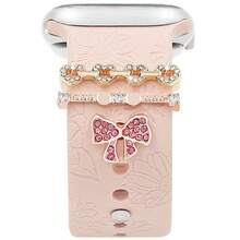 3pcs Universal Silicone Watch Band With Shell Decorative Loop And Studs, Compatible With Apple Watch - Shell Silver - View 6