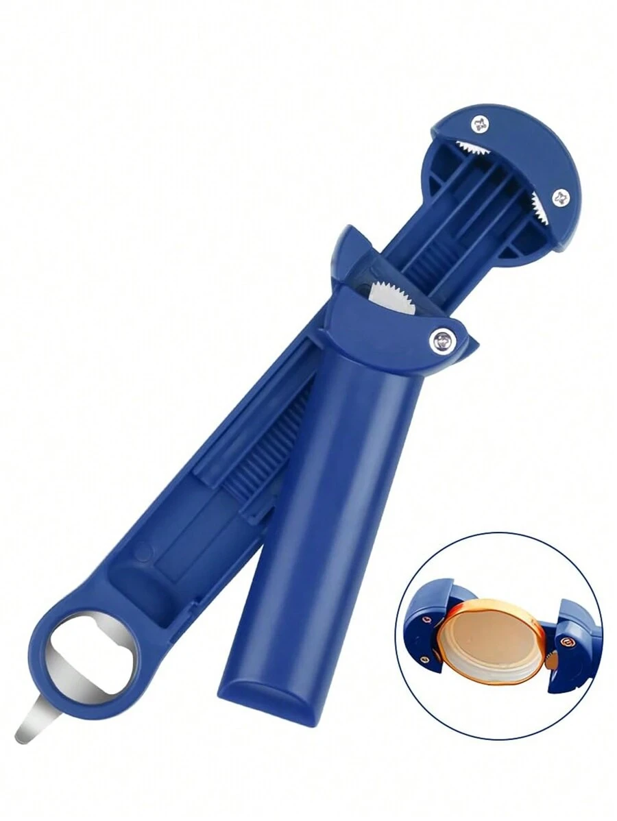 1 件,多功能開瓶器,開瓶器開蓋器,適用於手弱、手部、老年人、低強度和兒童的啤酒開瓶器可伸縮多功能不銹鋼省力擰蓋器、開瓶器神器、玻璃瓶蓋螺絲開瓶器、廚房小工具、廚房用品,廚房工具,廚房用品,老年人,女士（藍色） - 藍色 - 查看 1