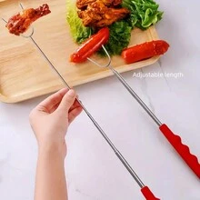 3pcs Stainless Steel Telescopic Bbq Forks For Hot Dogs, U-Shaped Forks & Lamb Leg Bbq Fork, Outdoor Bbq Tool - Multicolor - View 6