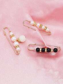 6 Pieces Set Trouser Waistband Pin Anti-Exposure Faux Pearl Brooch Dress Fixed - Multicolor - View 5