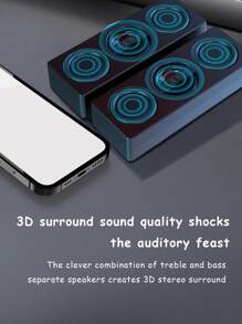 Mini Compact Desktop Subwoofer Stereo Wired Speakers Support USB, AUX, 3.5MM Audio Cable Access To Computers/Mobile Phones/TVS Can Be Universal - Black - View 2