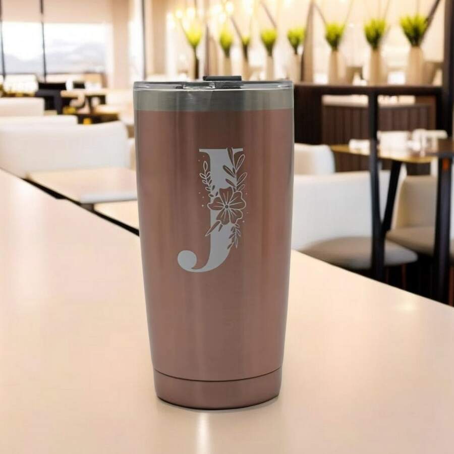 1入組20oz雙層304不鏽鋼車用杯,大容量可攜帶保溫英文字母杯辦公室家庭使用,590ml戶外旅行汽車用水杯,生日禮物 - J - 查看 1