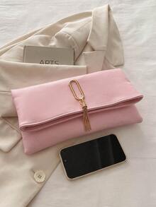 Fashionable Solid Color Minimalist Vintage Clutch - Dusty Pink - View 6