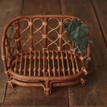 婴儿藤椅新生儿摄影道具大号手工长凳床篮容器男孩女孩姿势婴儿拍摄工作室配件婴儿洗澡复活节礼物适合女孩/男孩的东西 - 棕色 - 查看 1