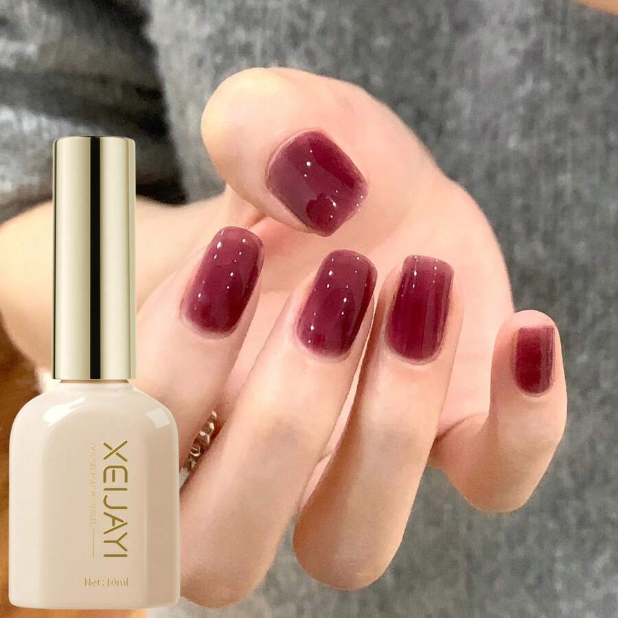 XEIJAYI 1入組10毫升紅色凝膠指甲油,全季可用浸泡式閃粉凝膠指甲油 - 指甲藝術diy指甲設計 - 玫紅色 - 查看 1