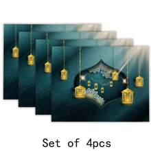 4pcs/Set Iftar Printed Placemats, Kitchen Heat Resistant Dining Table Mats With Traditional Pattern Signifying Family Harmony, Table Decor And Kitchen Accessories - Multicolor - View 1