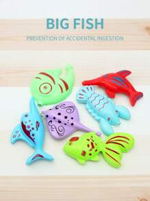 1套兒童游泳池釣魚玩具套裝,學齡前磁性釣魚遊戲套裝,附籃子,游泳池玩具 - 藍色 - 查看 4