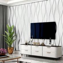 1卷米色3d水波壁紙,無異味,絨面工藝,完美升級臥室和客廳裝飾！ - 米色 - 查看 3