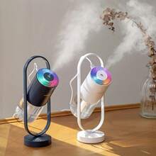 1入組usb供電的小型360度旋轉桌面加濕器,具有大霧量、空氣淨化led燈和冷霧擴散器,適合作為臥室、客廳、辦公室的家居裝飾 - 白色 - 查看 2