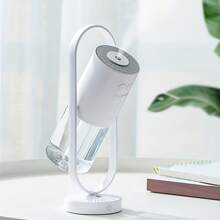 1入組usb供電的小型360度旋轉桌面加濕器,具有大霧量、空氣淨化led燈和冷霧擴散器,適合作為臥室、客廳、辦公室的家居裝飾 - 白色 - 查看 1