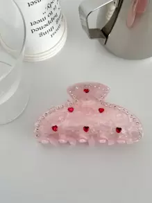 OUSEON 1 件发夹粉色发夹中号防滑发夹发饰适合女士和女孩派对情人节、爪夹、发夹、发夹秋冬发夹适合度假装女士 - 粉色 - 查看 1