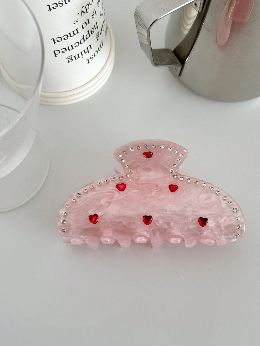 OUSEON 1 件发夹粉色发夹中号防滑发夹发饰适合女士和女孩派对情人节、爪夹、发夹、发夹秋冬发夹适合度假装女士 - 粉色 - 查看 1