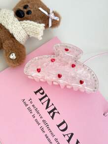 OUSEON 1 件发夹粉色发夹中号防滑发夹发饰适合女士和女孩派对情人节、爪夹、发夹、发夹秋冬发夹适合度假装女士 - 粉色 - 查看 2