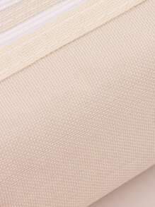 1只創意雙層拉鍊筆袋,大容量,簡約設計,適用於中高年級學生 - 米色 - 查看 10