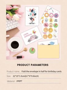 WholeNight 50 件生日套裝,包括 24 張卡片、24 個信封和 2 個貼紙,多種款式,隨機混合風格,四季通用,適合寶寶紀念日、生日、感謝卡 - 彩色 - 查看 5