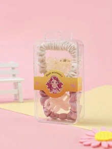 新款迷你褶皺蝴蝶結鬆緊帶高彈性純色絲質頭繩,適合女孩的馬尾髮型 - 彩色 - 查看 4